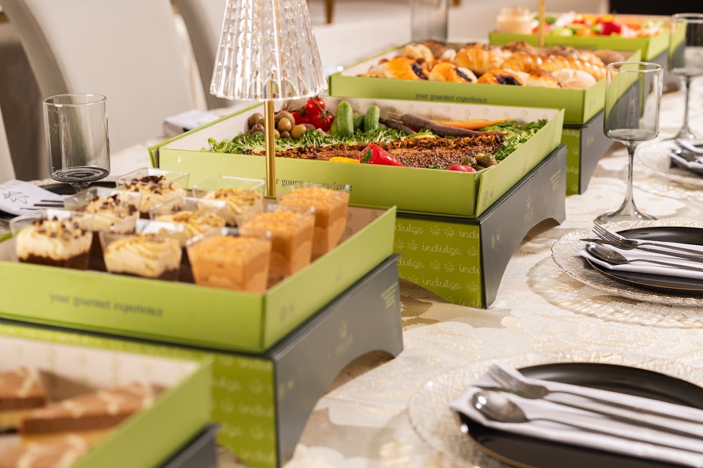A fully catered Indulge table